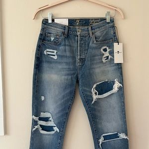 7 For All Mankind Distressed Skinny Jeans